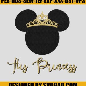 His Princess Mickey Embroidery Design, Mickey Princess Embroidery File