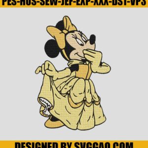 Belle Mickey Embroidery Digitizing, Mickey With Beauty And The Beast Embroidery Design