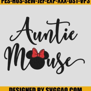 Auntie Mouse Embroidery Design, Mickey Mouse Head Embroidery Machine File