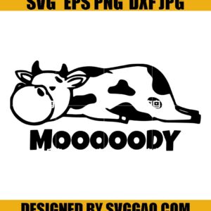 Mooody Cow SVG, Sleepy Cow Svg, Farm Svg