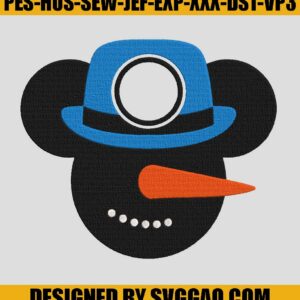 Snowman Mickey Embroidery Design, Snowman Xmas Embroidery File