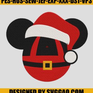 Mickey Mouse Santa Embroidery Design, Santa Xmas Embroidery File