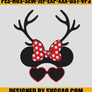 Mickey Minnie Reindeer Embroidery, Reindeer Mickey Love Embroidery Design