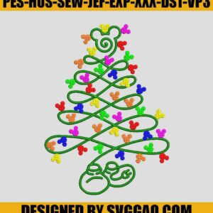 Christmas Tree Disney Embroidery Design, Tree Mickey Embroidery File