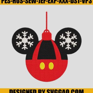 Christmas Light Mickey Embroidery Design, Mickey Santa With Snow Embroidery File