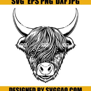 Highland Cow Svg , Cow Svg, Cow with Flowers on Head Svg