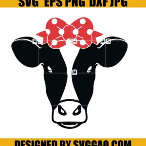 Cow Face Dot Bow Svg, Cow Svg, Animal Svg