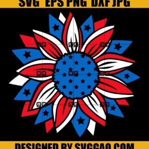 Patriotic Sunflower Svg, 4th of July Svg, USA Svg,, American Flag Svg, Fourth of July, Memorial Day Svg