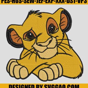Simba Cute Embroidery File, Disney Lion King Embroidery Machine
