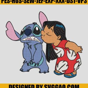 Stitch And Lilo Embroidery Design, Lilo Kiss Stitch Embroidery File