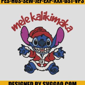 Mele Kalikimaka Stitch Embroidery Design, Stitch Santa Xmas Embroidery File