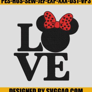 Love Minnie Embroidery Design, Minnie Embroidery Machine File