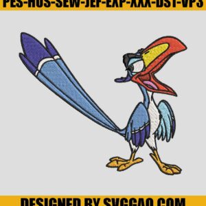 Transparent Zazu Embroidery Design, Zazu Lion King Embroidery Machine
