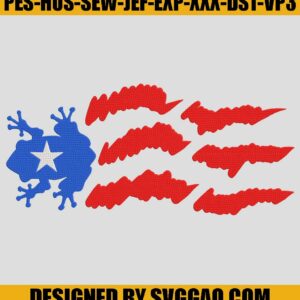 Puerto Rican Coqui Flag Embroidery, USA Flag Embroidery Machine File