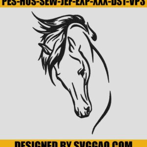 Horse Head License Plate Embroidery Design, Horse Embroidery Machine File