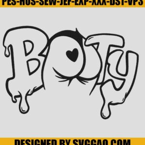 Booty Embroidery, Thick Booty With Heart Embroidery, Naughty Sexy Embroidery Machine