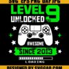 Level 9 Unlocked SVG Boy Gamer SVG Unlocked SVG 9th Birthday SVG 9 Years Old SVG Video Game SVG Birthday SVG