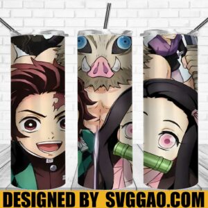 Demon Slayer Tumbler Design, Anime Skinny Tumbler Design PNG File Digital Download