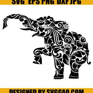 Elephant SVG, Floral Elephant SVG, Elephant Mandala SVG