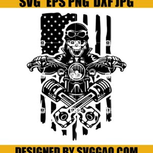 Motor Cycle Skull SVG, American Flag SVG