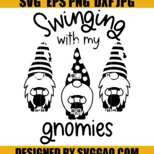 Swinging With My Gnomies SVG, Workout SVG, Kettlebell SVG, Gnomes Exercise  SVG