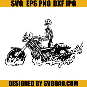 Skull Biker SVG, Skeleton Riding Motorcycle SVG, Motorbike Bike Rider SVG