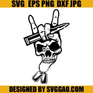 Rock Sign Skull Veteran SVG, Rock Sign SVG, Skull Veteran SVG