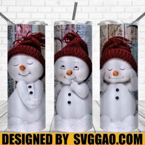 Snowman Tumbler Wrap PNG, Christmas 20oz Skinny Tumbler Design, Sublimation Designs PNG File