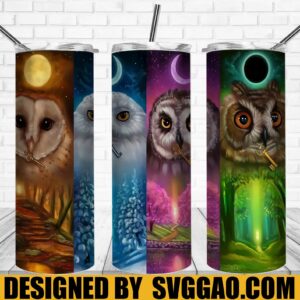 Natural Owl 20oz Skinny Tumbler Design, Night Owl Sublimation Designs PNG File
