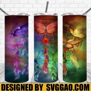 Butterflies Tumbler Wrap PNG, Butterfly 20oz Skinny Tumbler Design, Sublimation Designs PNG File
