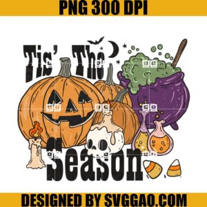 Tis The Season PNG, Halloween Pumpkins and Skulls PNG