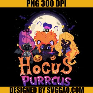 Cute Hocus Purrcus Halloween PNG, Witch Cats Funny Parody PNG