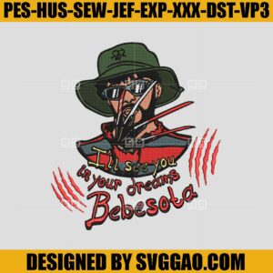 Bad Bunny Freddy Krueger Halloween Embroidery Design, Bad Bunny Halloween Embroidery File