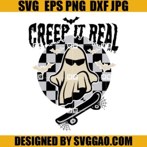 Halloween Boy SVG, Creep It Real SVG, Ghost Skateboard SVG