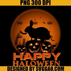 Bunny Pumpkin Happy Halloween PNG, Bunny Halloween PNG
