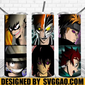My Hero Academia Characters Tumbler Wrap PNG, Anime 20oz Skinny Tumbler Designs, Sublimation Designs PNG