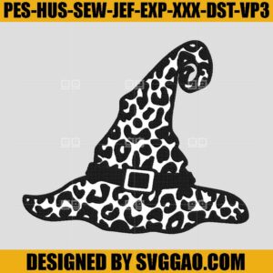 Cheetah Print Witch Hat Embroidery Design, Witches Hat Embroidery , Witch Leopard Print Embroidery Machine File