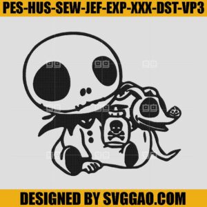 Jailed Jack Skellington Baby Embroidery Design, The Nightmare Before Christmas Embroidery Machine File