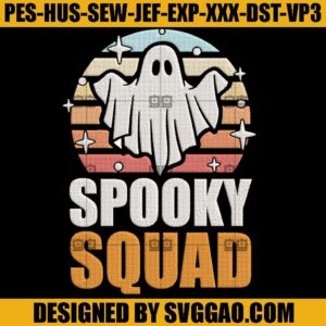 Spooky Squad Embroidery Design, Ghost Cute Embroidery Machine File