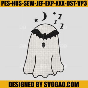 Ghost Bat Embroidery Design, Bat Halloween Embroidery Machine File