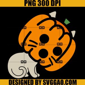 Surprised Pumpkin Mask Cat PNG, Cat Pumpkin PNG