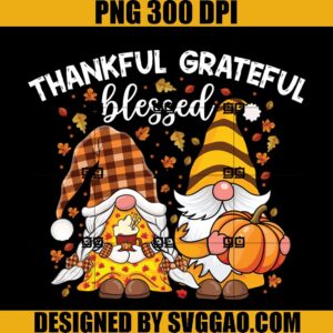 Thankful Grateful Blessed PNG, Gnomes Couple With Pumpkin Spice Fall Yall Autumn Gnome PNG