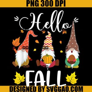 Hello Fall Gnome Thankful Pumpkin PNG, Thanks Giving PNG