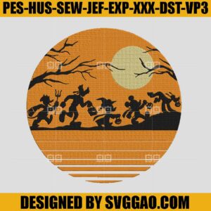Mouse And Friends Surprise Halloween Embroidery Design, Spooky Vibes Embroidery Machine File