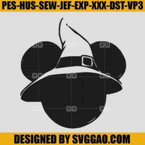Halloween Mouse Ear Embroidery Design, Mickey Mouse Head Ears Embroidery Machine File