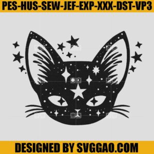 Celestial Cat Embroidery Design, Celestial Embroidery File