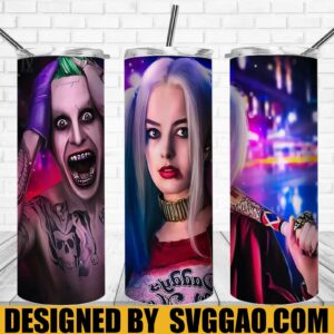 Joker-And-Harley-Quinn-Tumbler-Wrap-PNG,-DC-Comics-20oz-Skinny-Tumbler-Designs,-Sublimation-Designs-PNG