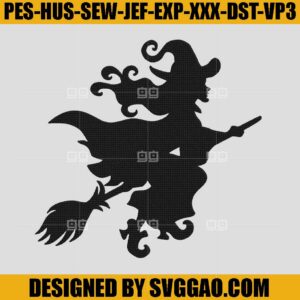 Witch Embroidery Design, Witch Halloween Embroidery Machine File