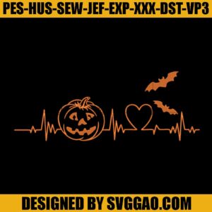 Pumpkin Embroidery Design, Heartbeat Embroidery Machine File