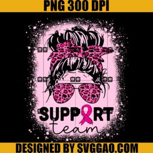 Support Squad Team PNG, Breast Cancer Warrior PNG, Messy Bun Women PNG